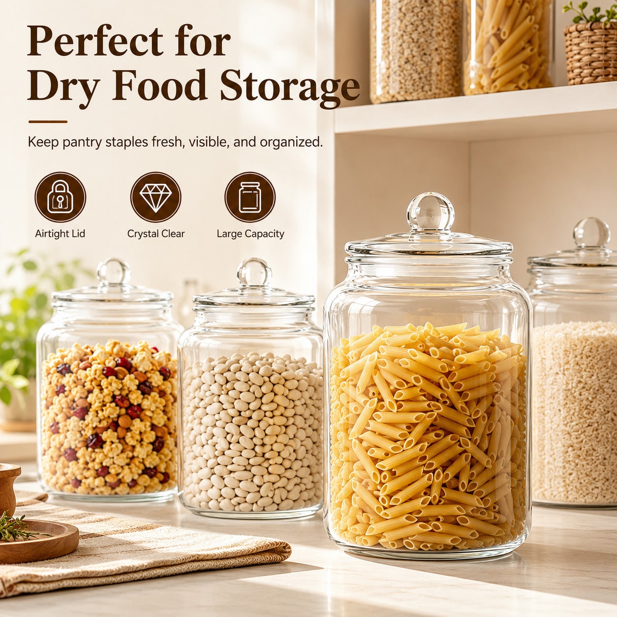 Xl Food Storage Containers With Lids - Duże przezroczyste szklane słoiki do przechowywania