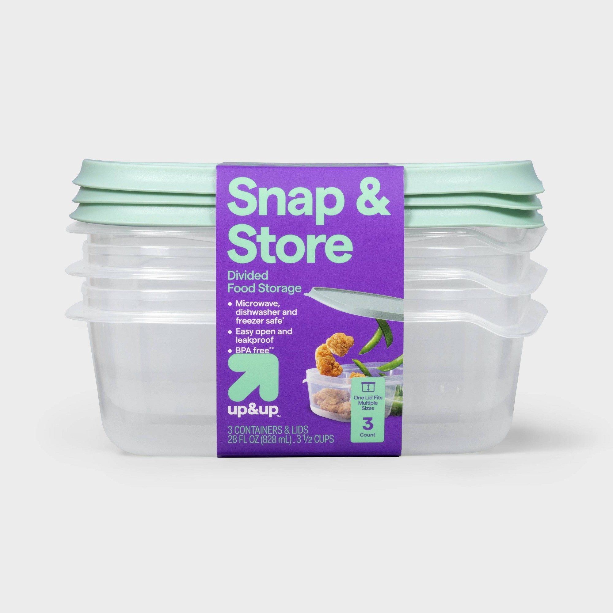 Storage Food Prep - 3-częściowe przezroczyste plastikowe prostokątne pojemniki na