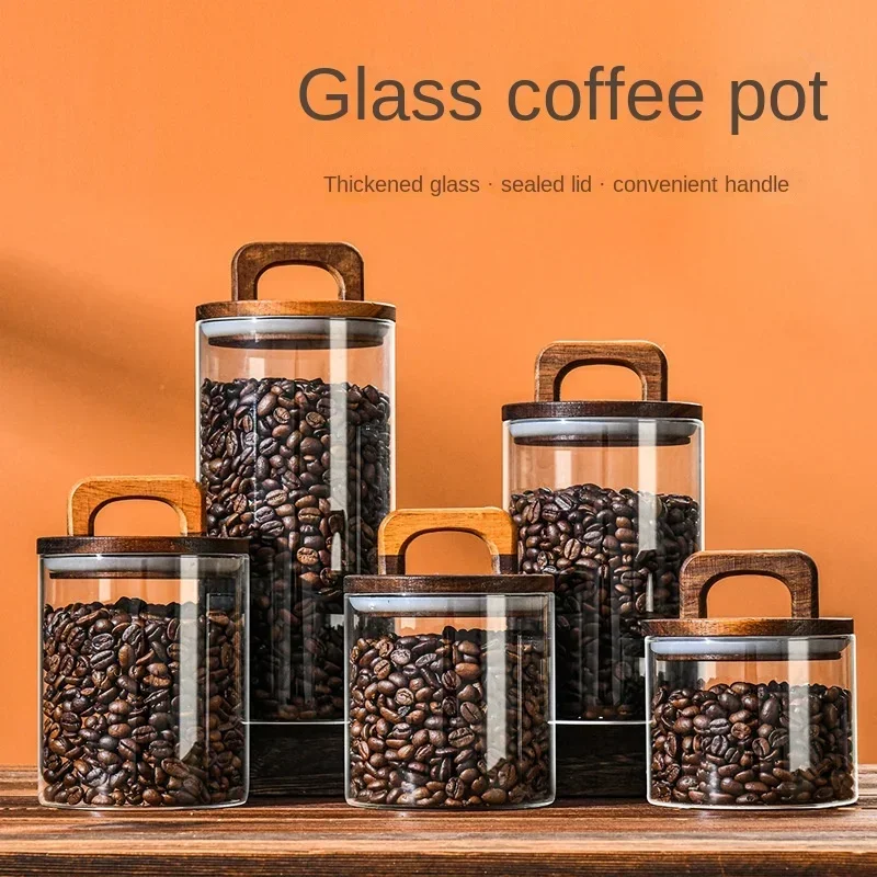 Food Storage Glass Containers Large - 800-2100ml Szklany słoik z drewnianą pokrywką