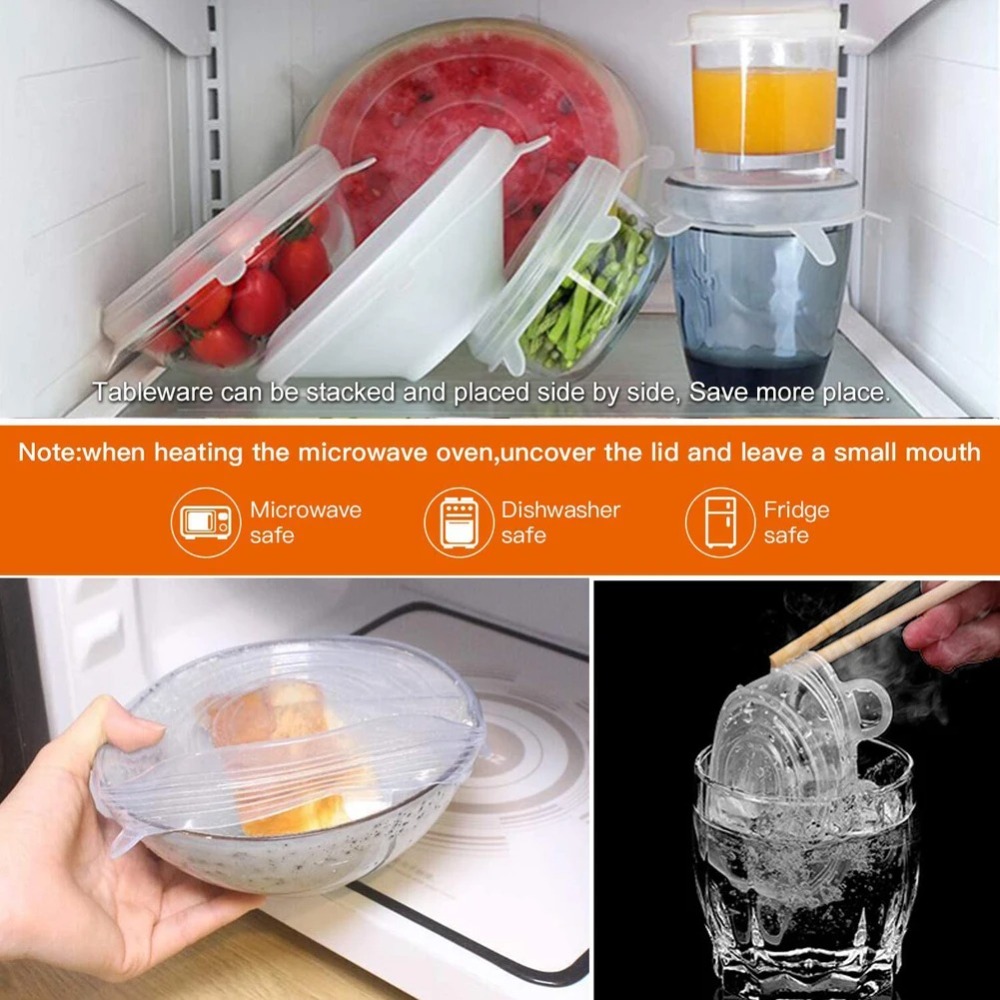 Silicone Stretch Lid - 6 SZTUK Pokrywek Silikonowych Wielokrotnego Użytku