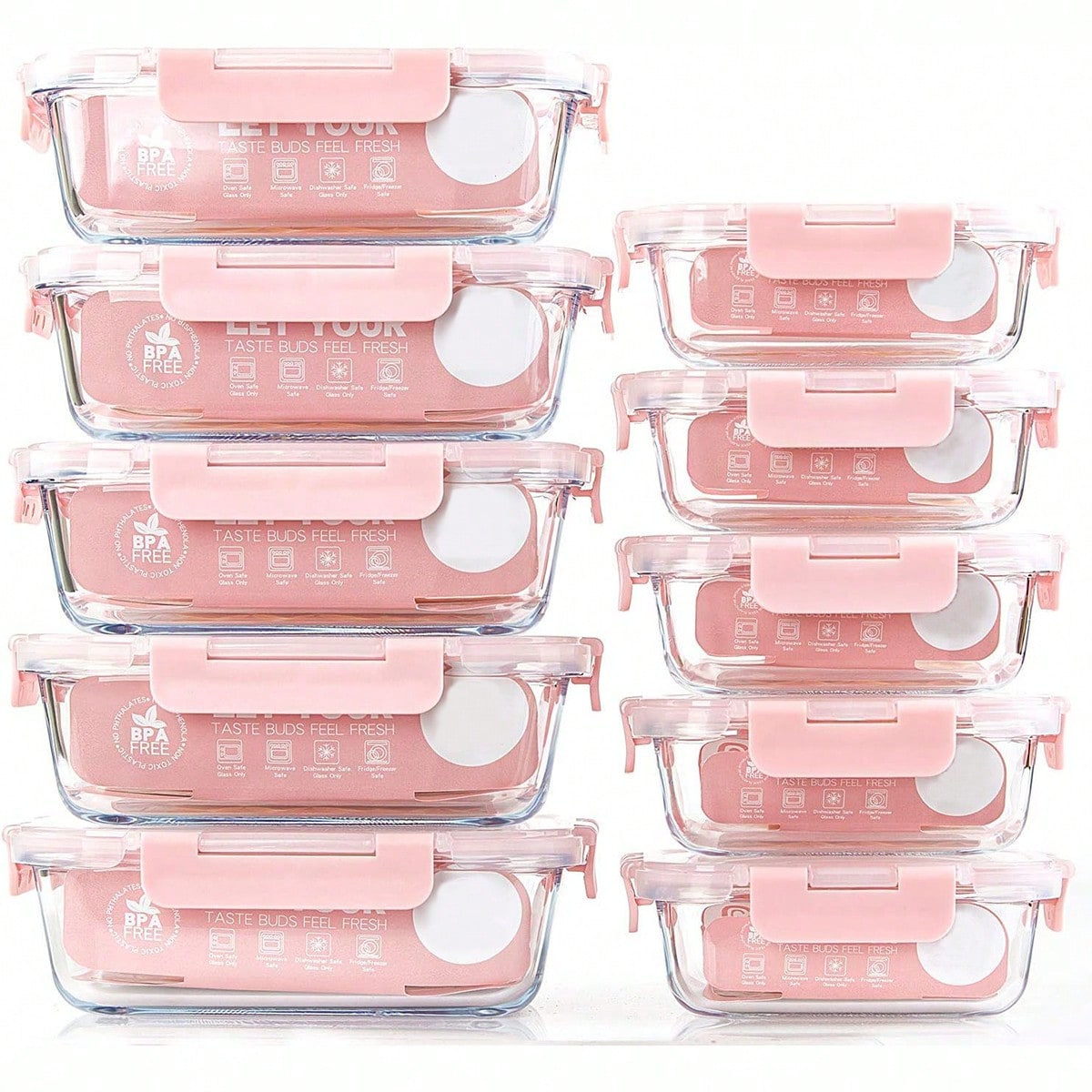 Storage Food Prep - 10 sztuk szklanych pojemników do przygotowywania