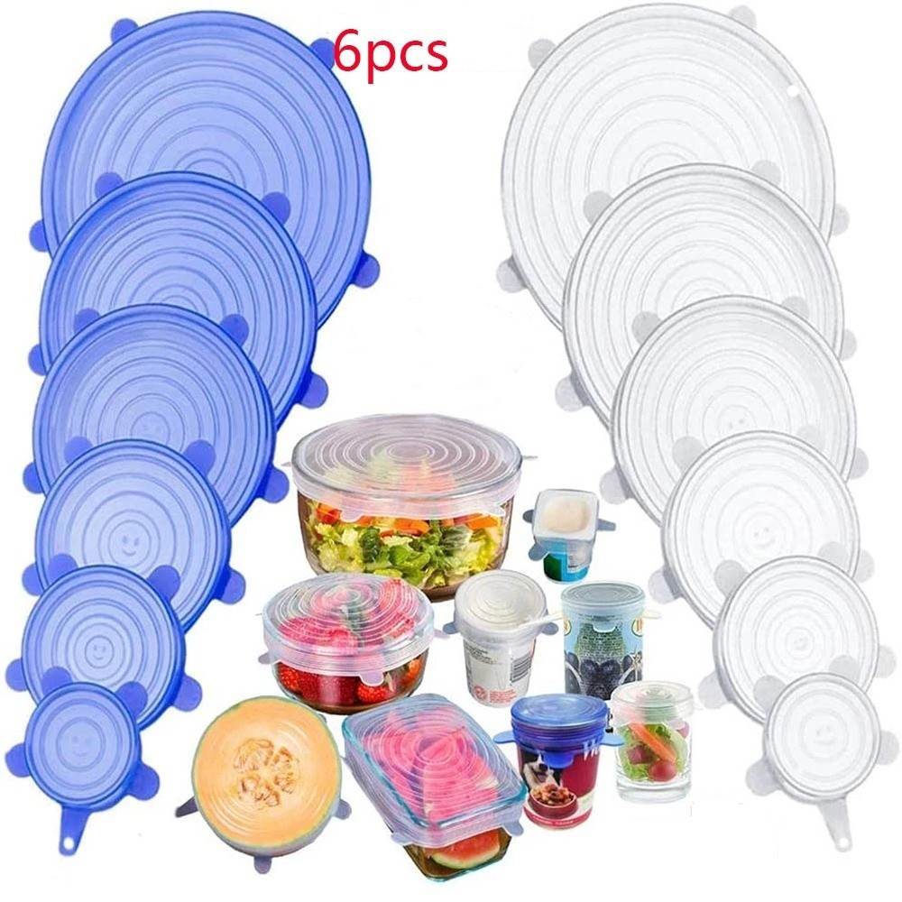 Silicone Stretch Lid - 6 SZT. Przydatne, wielokrotnego użytku pokrywki