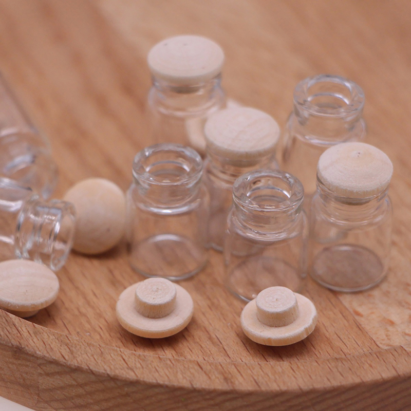 Food Storage Jars With Wooden Lids - 4 szt. Miniaturowe szklane słoiki do