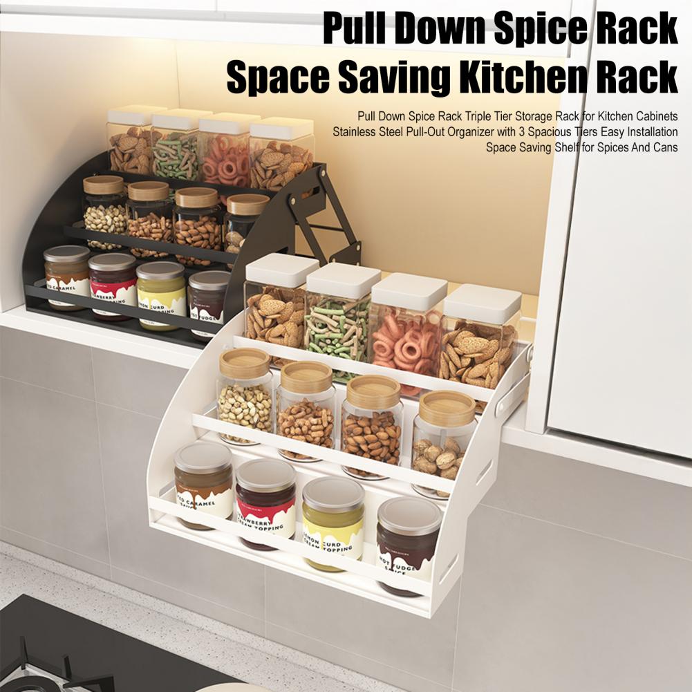 Food Storage Without Plastic - Trzypoziomowy organizer na przyprawy, 3-poziomowy wysuwany