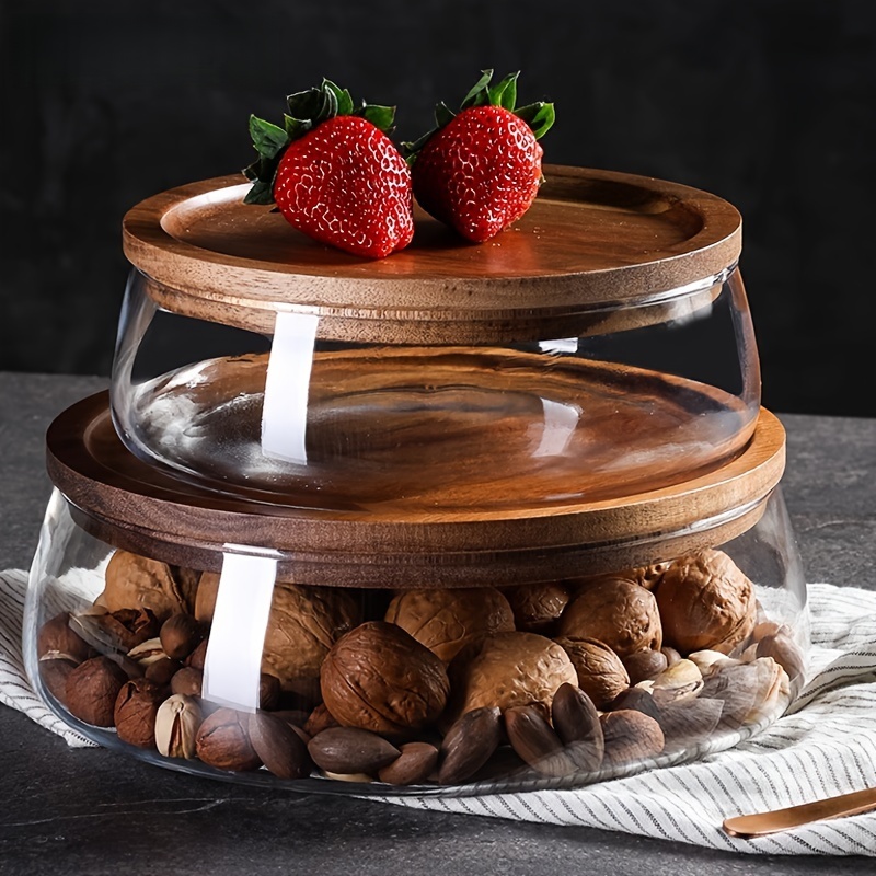 Food Storage Jars With Wooden Lids - Szklane pojemniki z drewnianymi pokrywkami –