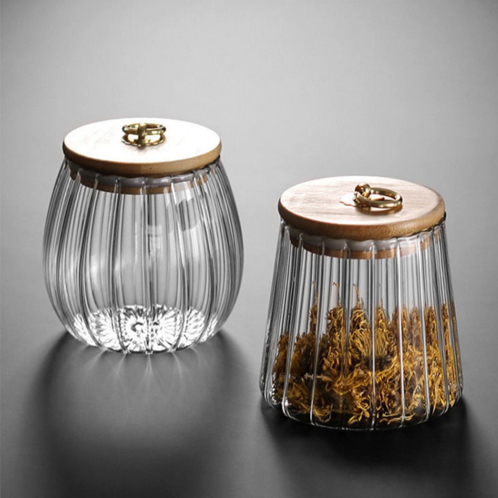 Food Storage Jars With Wooden Lids - Pojemnik na żywność Butelki do przechowywania