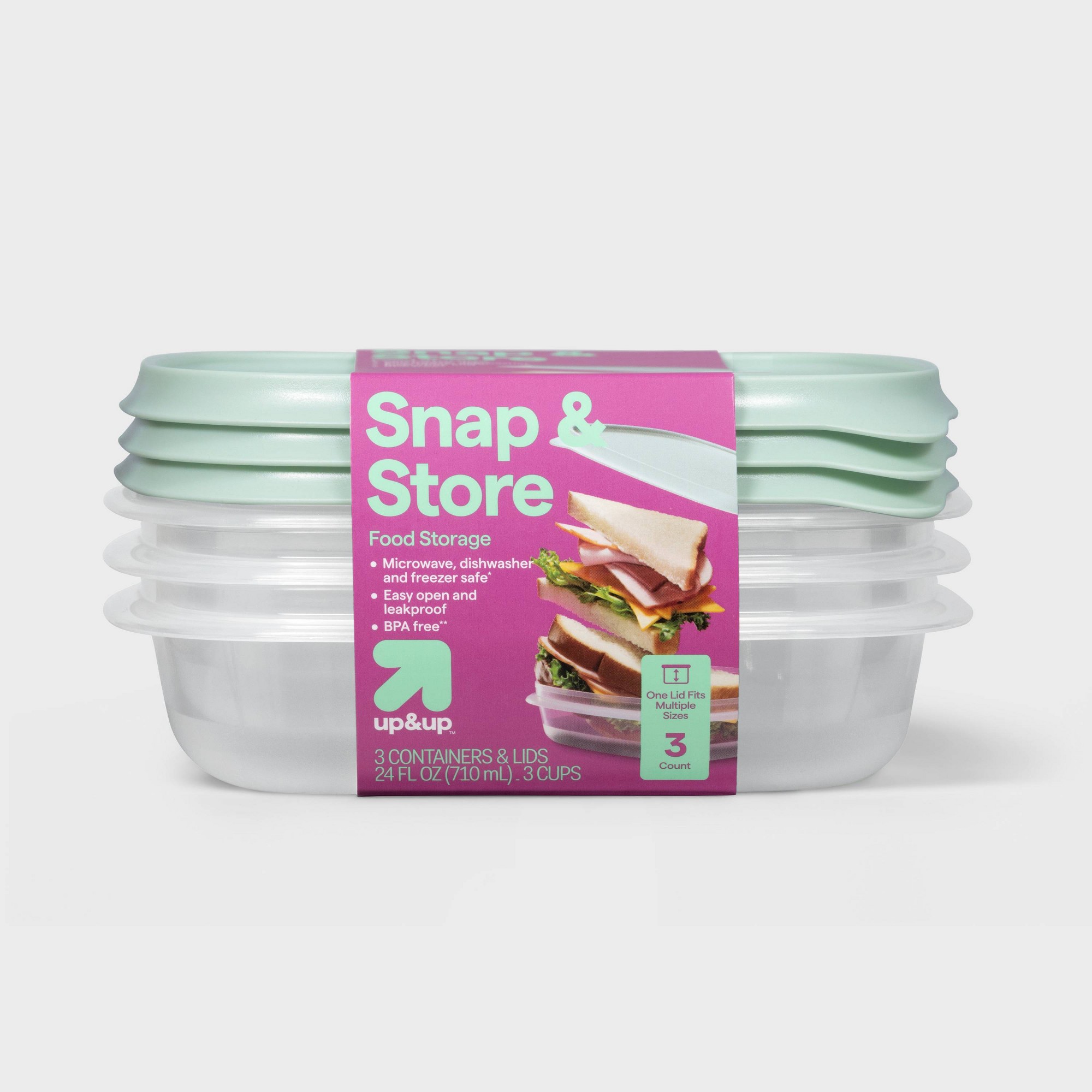 Storage Food Prep - 3-częściowe kwadratowe pojemniki na żywność z