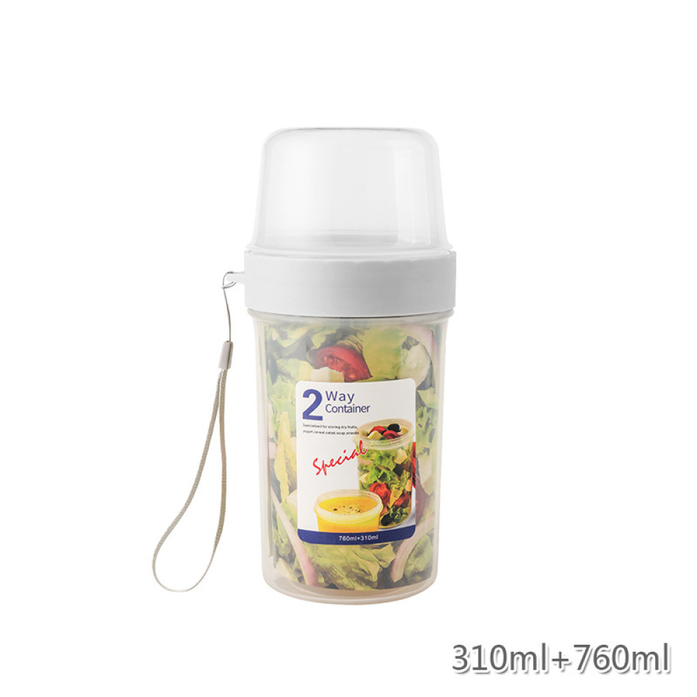 Food Storage Jars With Wooden Lids - Dwupoziomowy szczelny pojemnik na żywność, przenośny
