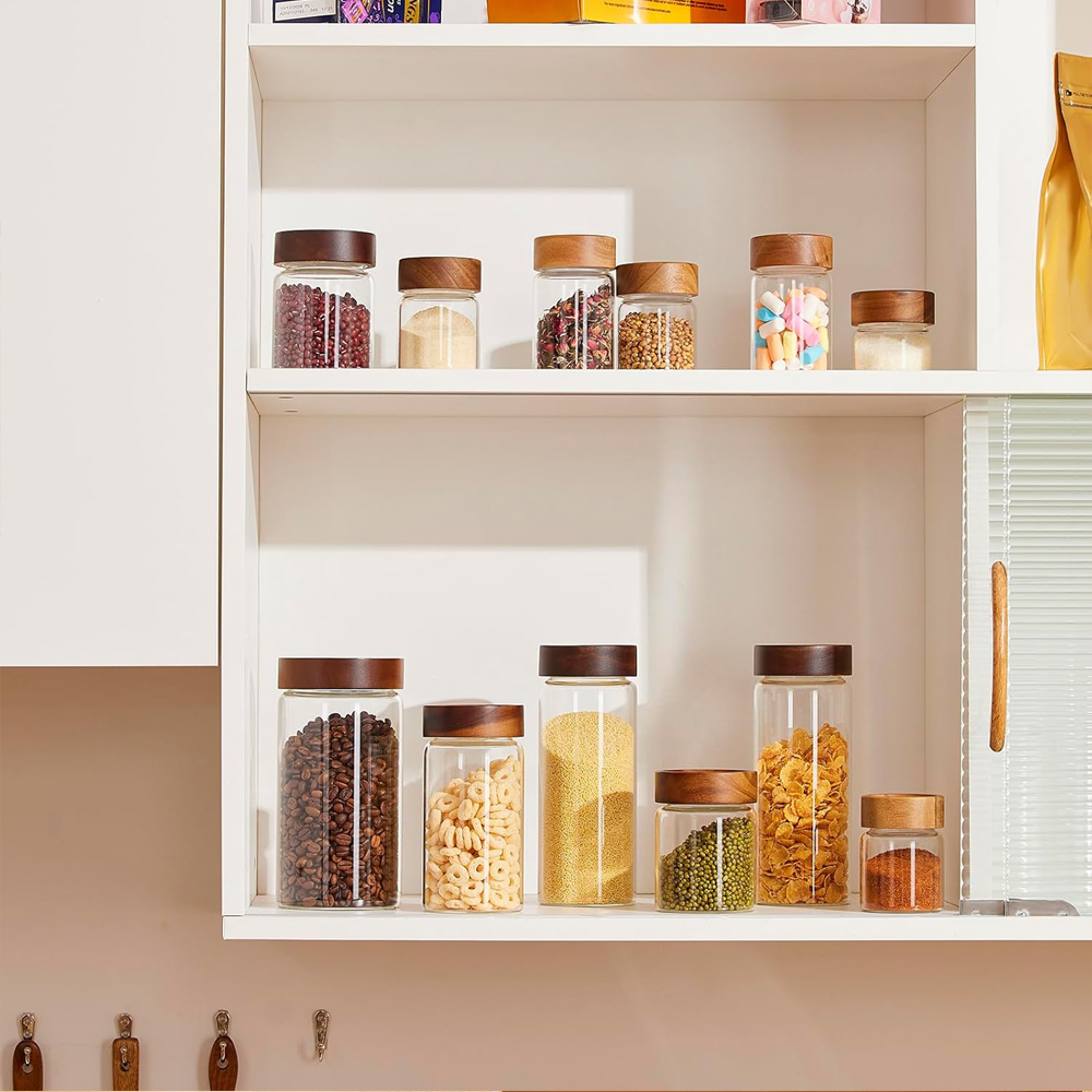 Szklane słoiki do przechowywan – Food Storage Jars With Wooden Lids recenzja i cena