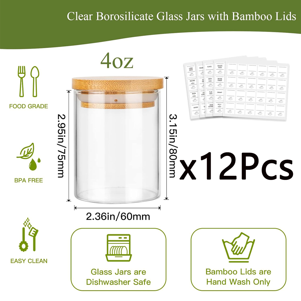 Szklane słoiki na przyprawy o  – Food Storage Jars With Wooden Lids recenzja i cena