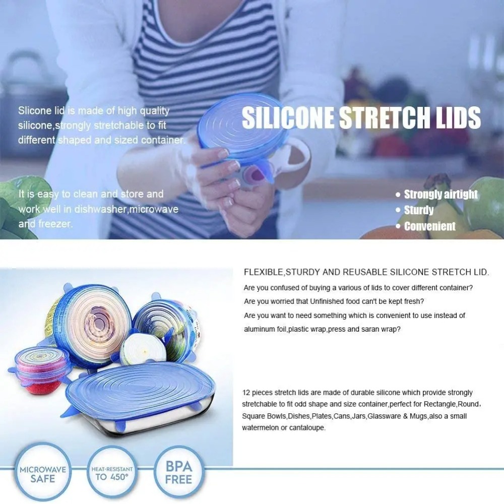 6 SZTUK Pokrywek Silikonowych  – Silicone Stretch Lid recenzja i cena