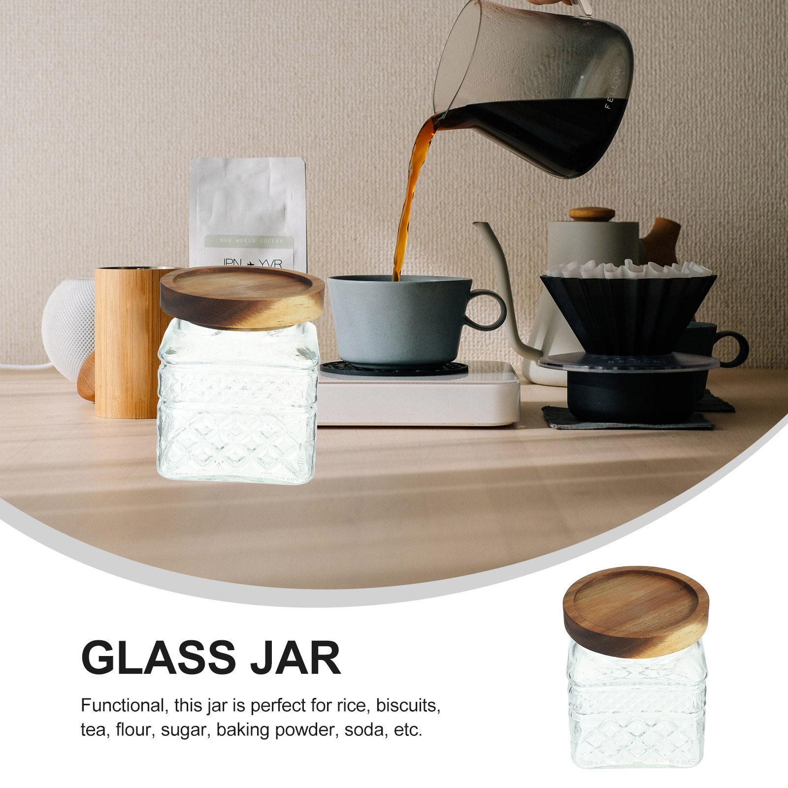 Szklany słoik do przechowywani – Food Storage Jars With Wooden Lids recenzja i cena