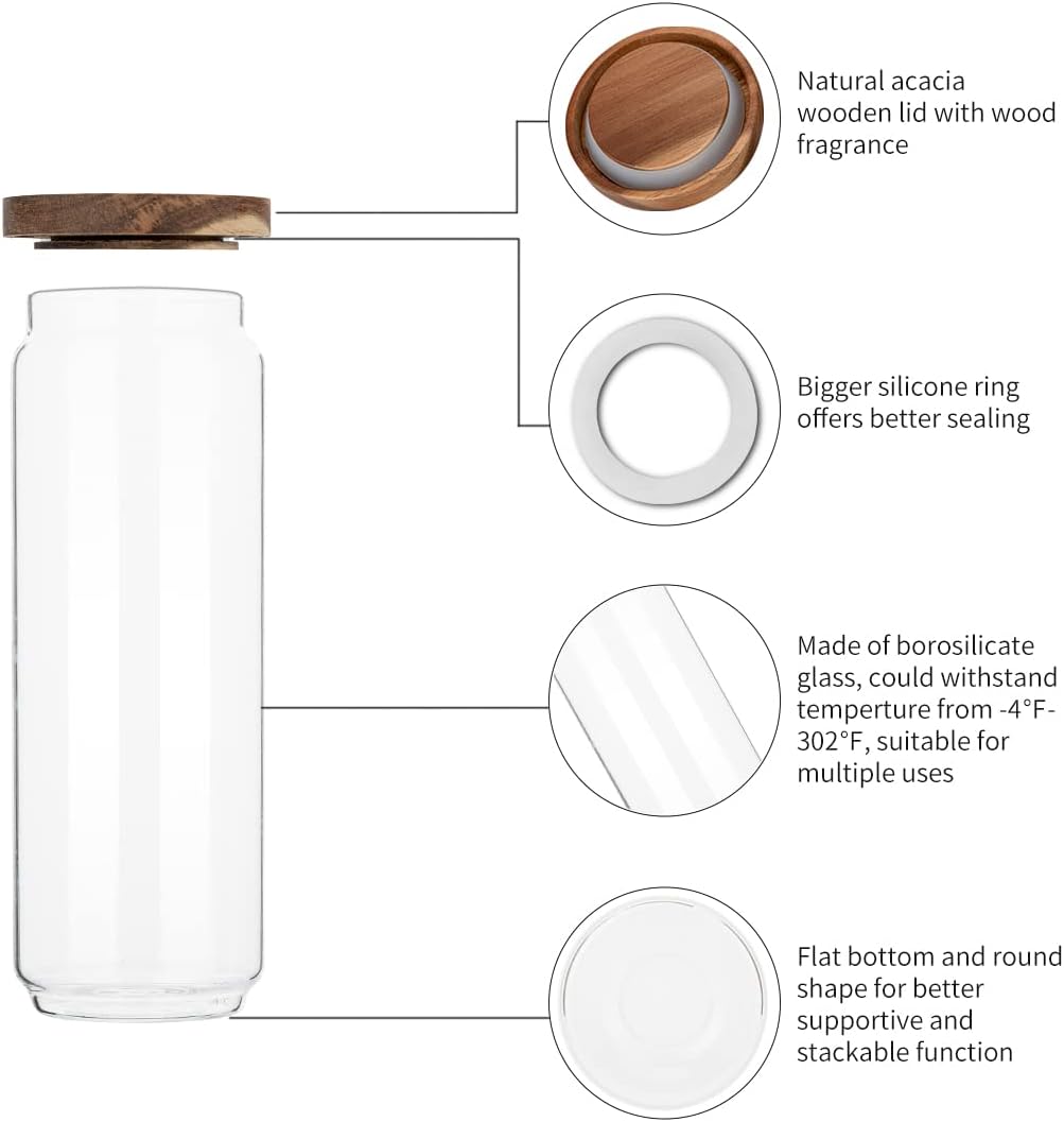 4 sztuki szklanych słoików o p – Food Storage Jars With Wooden Lids recenzja i cena